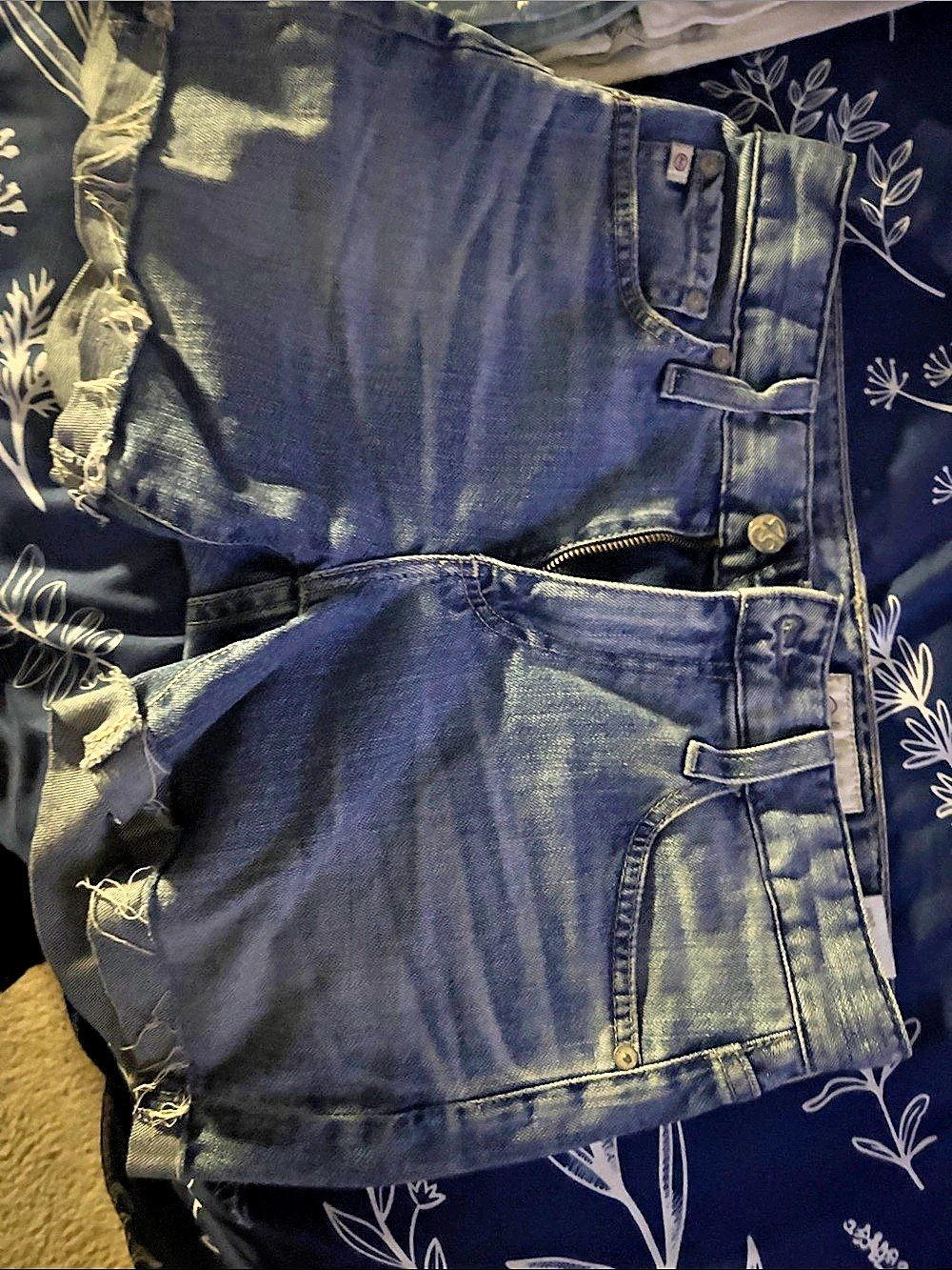 AG ed Denim Distressed Blue Jean Shorts Waist 24R